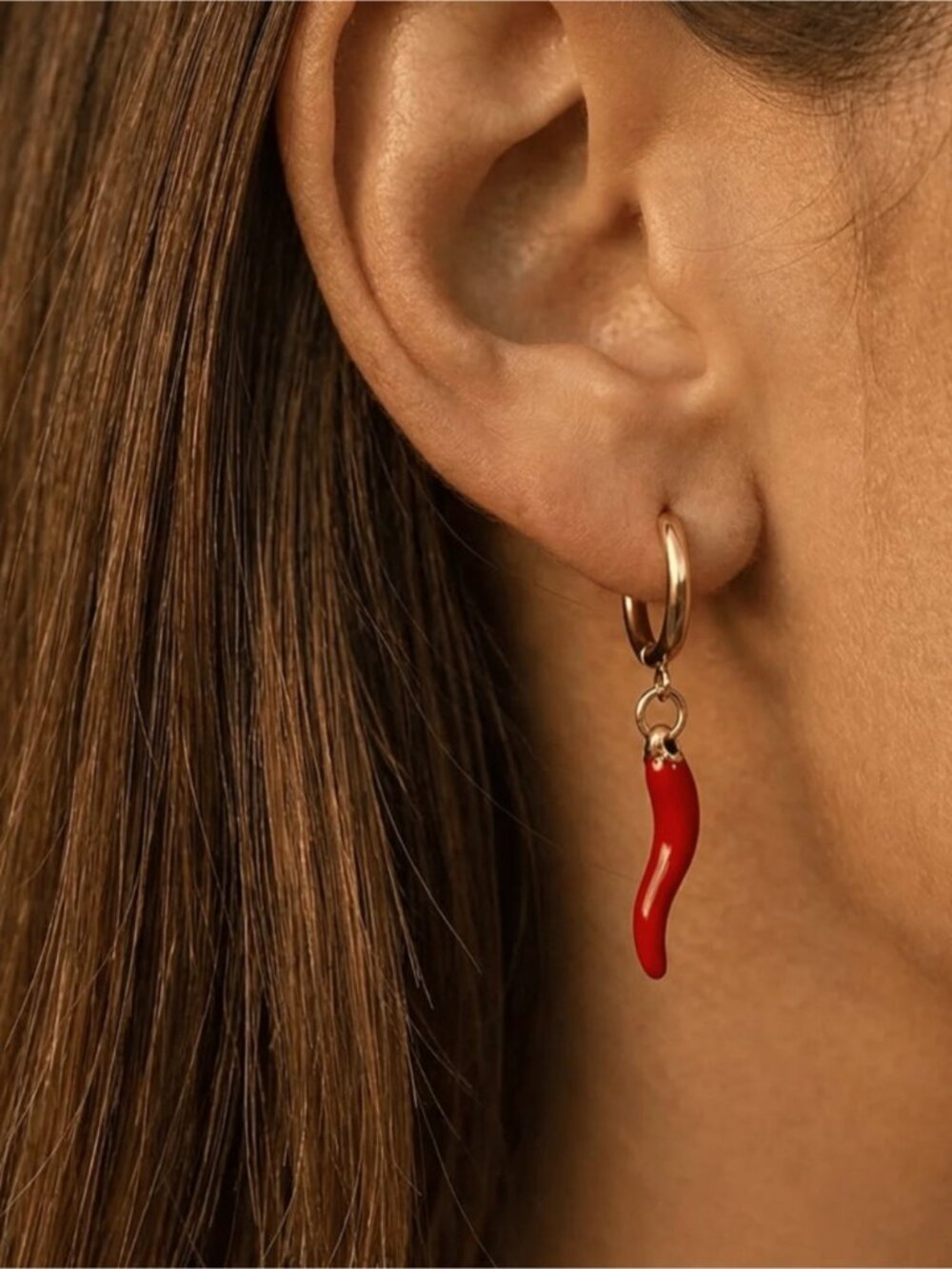 New! 18K Gold Plated Red Hot Chili Pepper Spicy Earrings (1002) NWOT